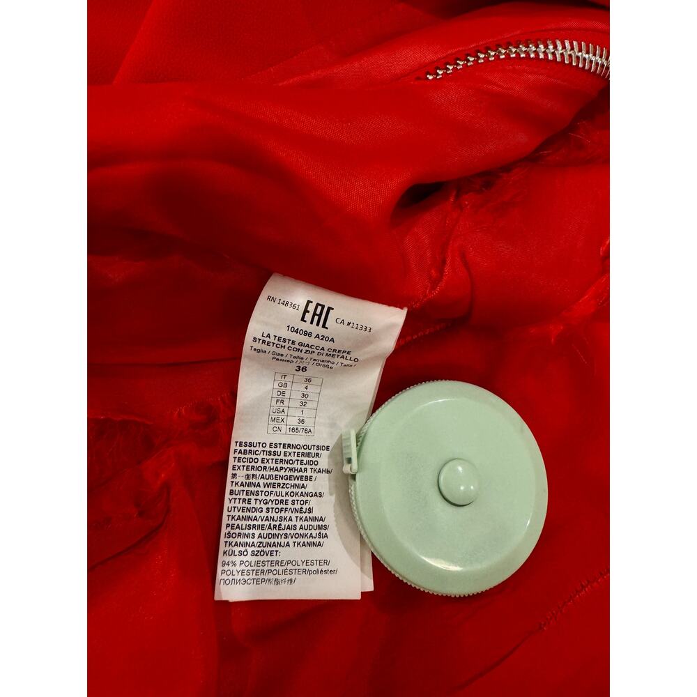 Pinko Moto Zip Blazer Women’s IT 36 US 6 Medium Red Y2K Biker McQueen - Picture 14 of 16